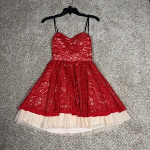 chinese dress ladies B Darlin Womens Fit + Flare Full-Length Dress Red Embellished Spaghetti  Strap V Neck Prom Juniors 5 : Clothing, Shoes & Jewelry